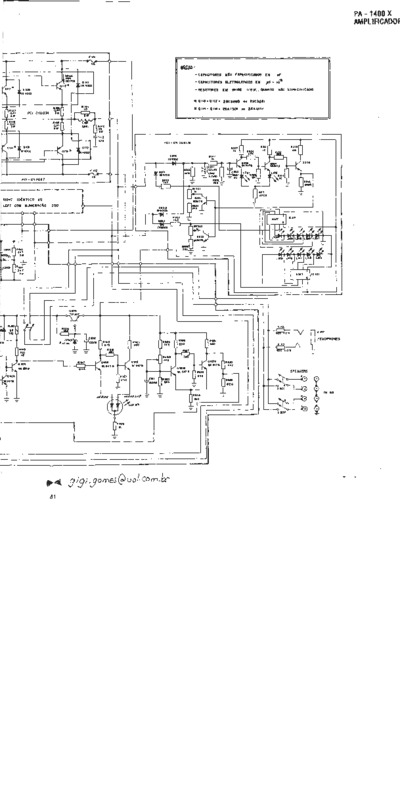 Cygnus - Amplificador - PA1400X - Esquema Eletrônico