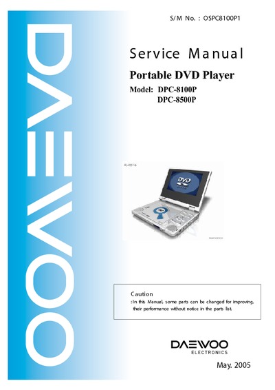 DAEWOO DPC-8100P, DPC-8500P DVD Portable Player