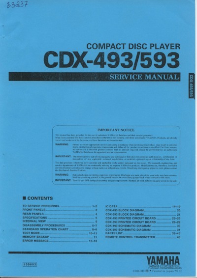 YAMAHA CDX-593