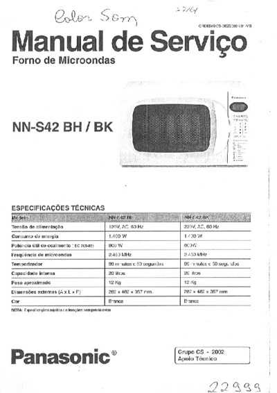 Panasonic Microondas NN-S42 BH BK
