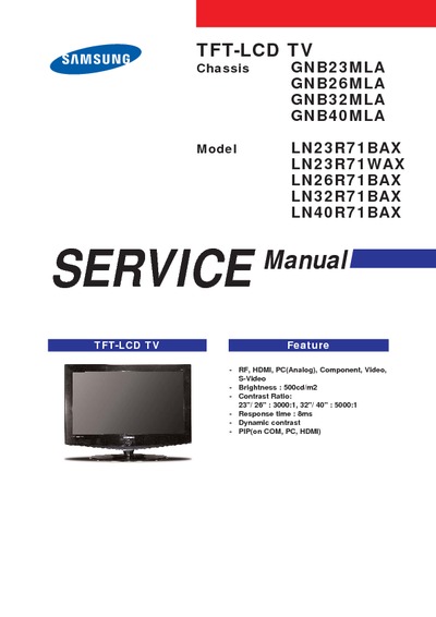 Samsung LCD Service Manual - LN23R71BAX, LN23R71WAX, LN26R71BAX, LN32R71BAX, LN40R71BAX