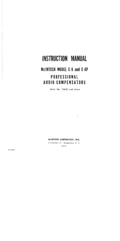 McIntosh C8 Manual 1956