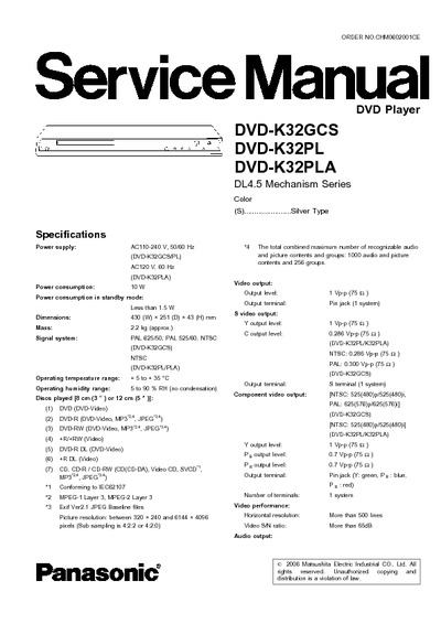 Panasonic DVD-K32GCS, K32PL, K32PLA