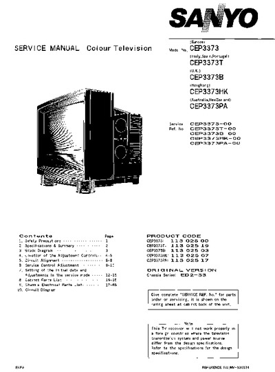 Sanyo CEP-3373 Chassis ED2