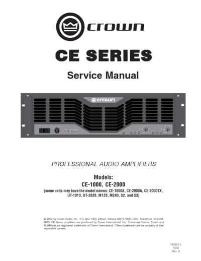 Crown CE-2000, Service Manual, Repair Schematics