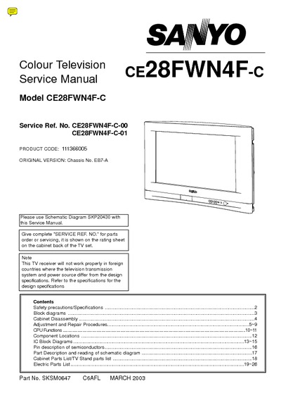 Sanyo CE28FWN4F-C chassis EB7-A