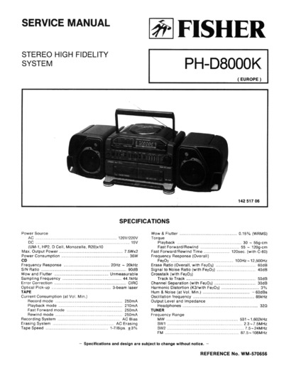Fisher PHD-8000-K Schematic