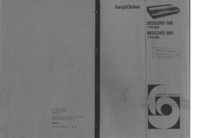 BANG OLUFSEN Beocord 1500 C Service Manual