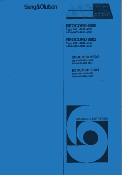 BANG OLUFSEN Beocord 6000 C Service Manual