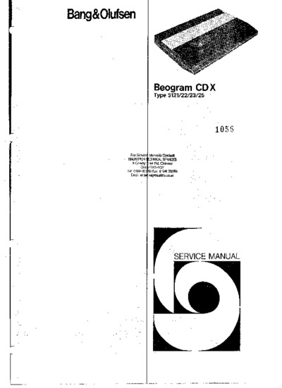 BANG OLUFSEN Beogram CD X Service Manual