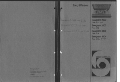 BANG OLUFSEN Beogram 1700 Service Manual