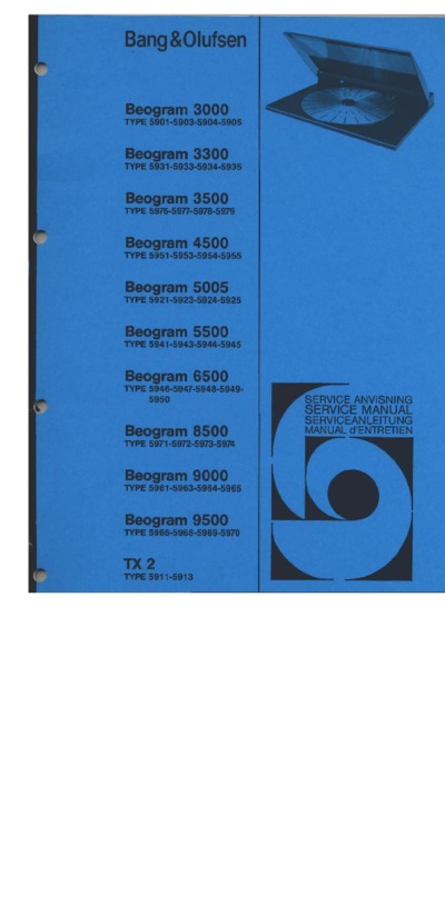 BANG OLUFSEN Beogram 7000 Service Manual