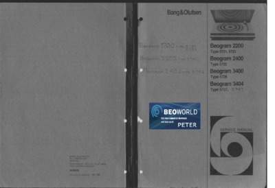 BANG OLUFSEN Beogram 2400 Service Manual