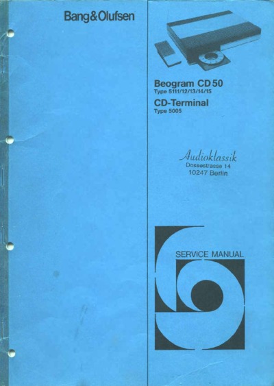 BANG OLUFSEN Beogram CD-50 Service Manual
