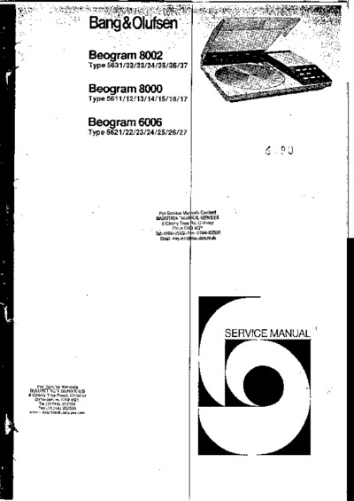 BANG OLUFSEN Beogram 8000 Service Manual
