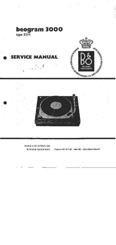BANG OLUFSEN Beogram 3000 Service Manual-2