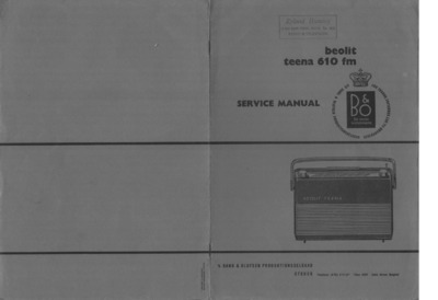 BANG OLUFSEN Beolit 610-FM Service Manual