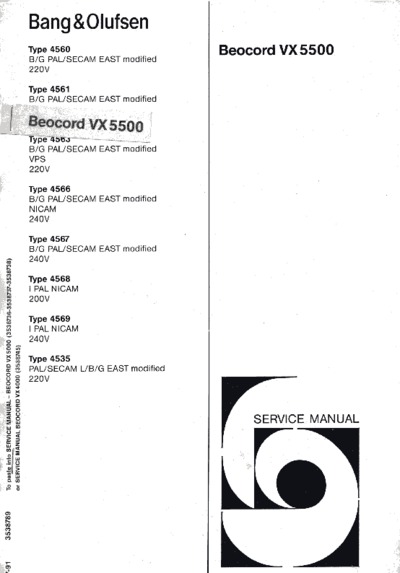BANG OLUFSEN Beocord VX-5500 Schematic