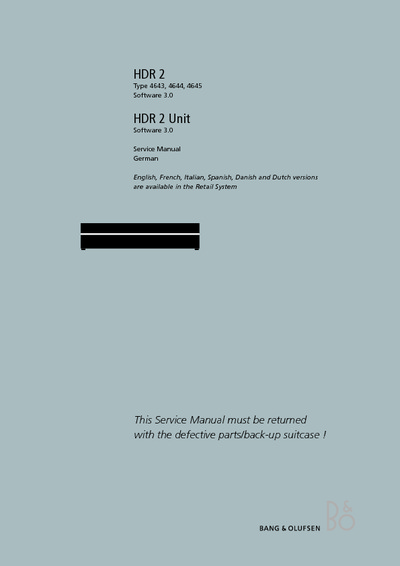 BANG OLUFSEN HDR-2 Service Manual
