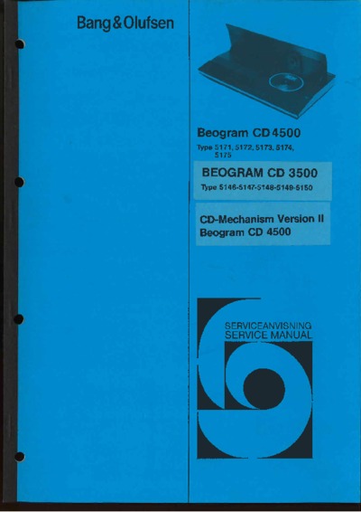 BANG OLUFSEN Beogram CD-4500 Service Manual