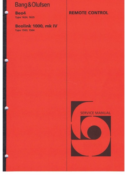 BANG OLUFSEN Beolink 1000 Mk4 Service Manual