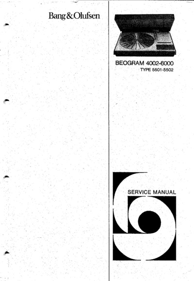 BANG OLUFSEN Beogram 4002 Service Manual