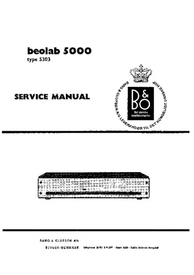 BANG OLUFSEN Beolab 5000 Service Manual