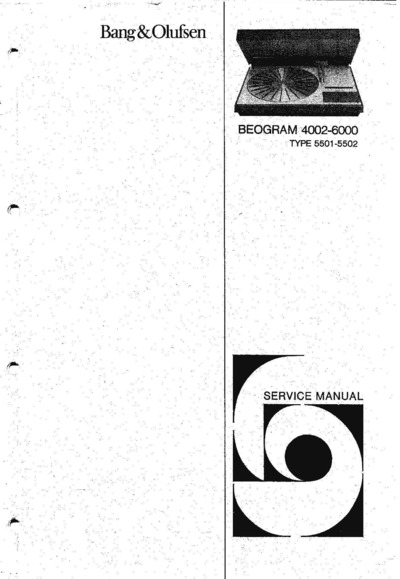 BANG OLUFSEN Beogram 6000 Service Manual
