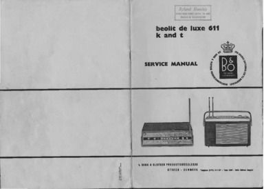 BANG OLUFSEN Beolit 611-T Service Manual