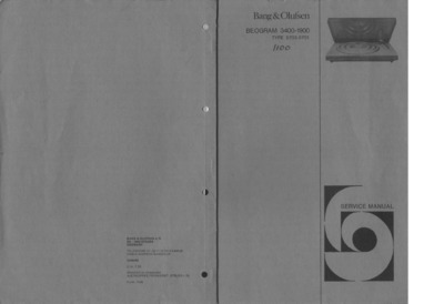 BANG OLUFSEN Beogram 1900 Service Manual
