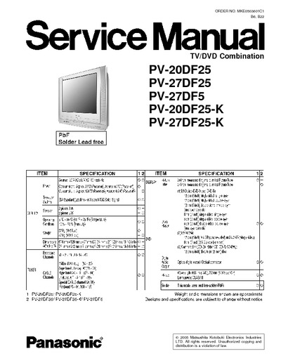 Panasonic PV-20DF25 TV/DVD Combination