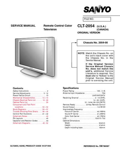 Sanyo CLT-2054, LCD TV