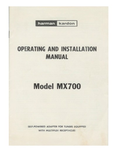 Harman Kardon MX-700 Schematic