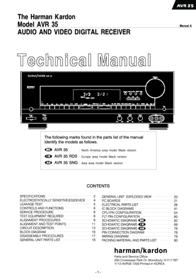 Harman Kardon AVR-35 Service Manual