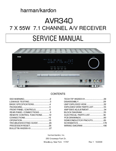 Harman Kardon AVR-340 Service Manual