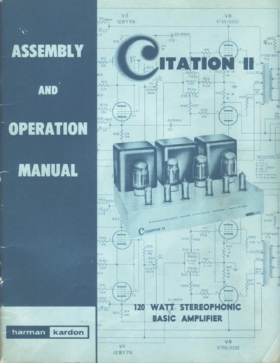 Harman Kardon Citation II-Assembly-operation-Manual