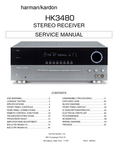 Harman Kardon HK-3480 Service Manual