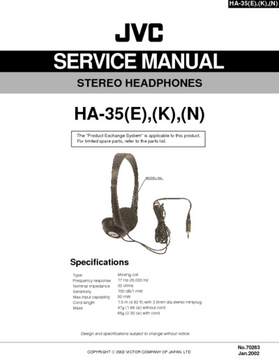 JVC HA-35 Service Manual