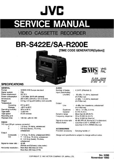 JVC BR-SAR200-E Service Manual-Part-1