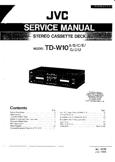 JVC TD-W10 Service Manual