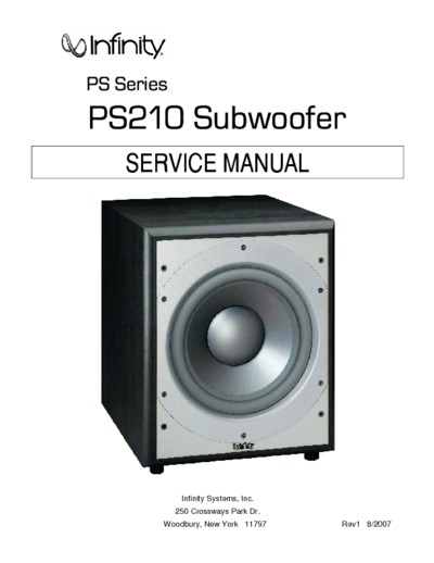 INFINITY PS-210 Service Manual