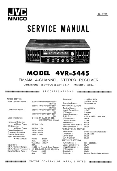 JVC 4VR-5445 Service Manual