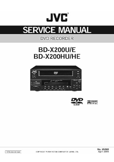 JVC BDX-200-HE Service Manual