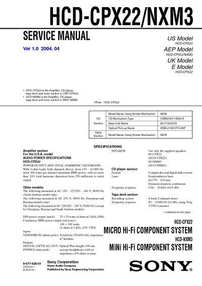 Sony HCD-CPX22/NXM3