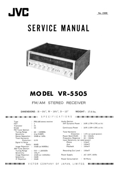 JVC VR-5505 Service Manual