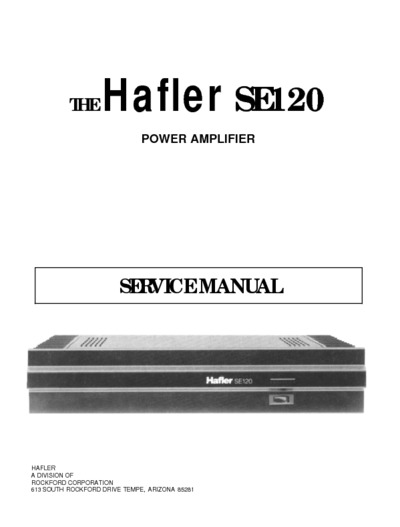 Hafler SE-120 Service Manual