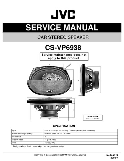 JVC CS-VP6938 Service Manual