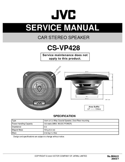 JVC CS-VP428 Service Manual