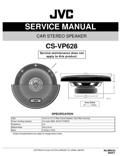 JVC CS-VP628 Service Manual