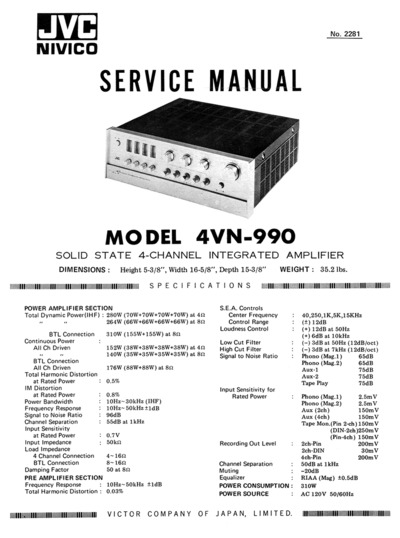 JVC 4VN-990 Service Manual